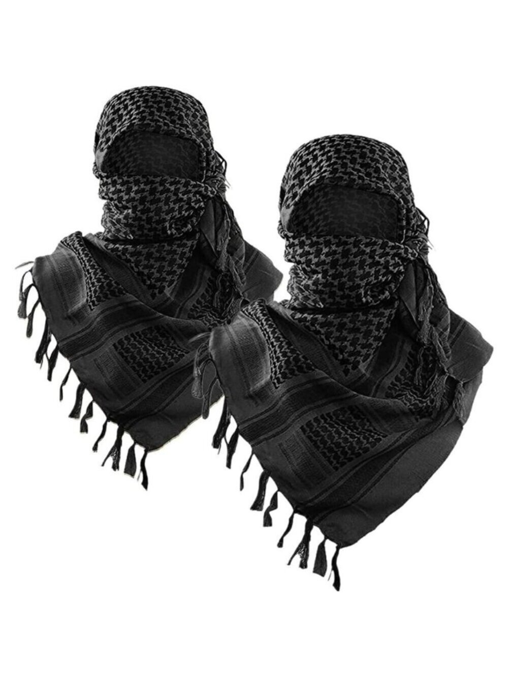 Men Black/2pack  Military Shemagh Tactical Desert 100% Cotton Kefiyeh Scarf Wrap